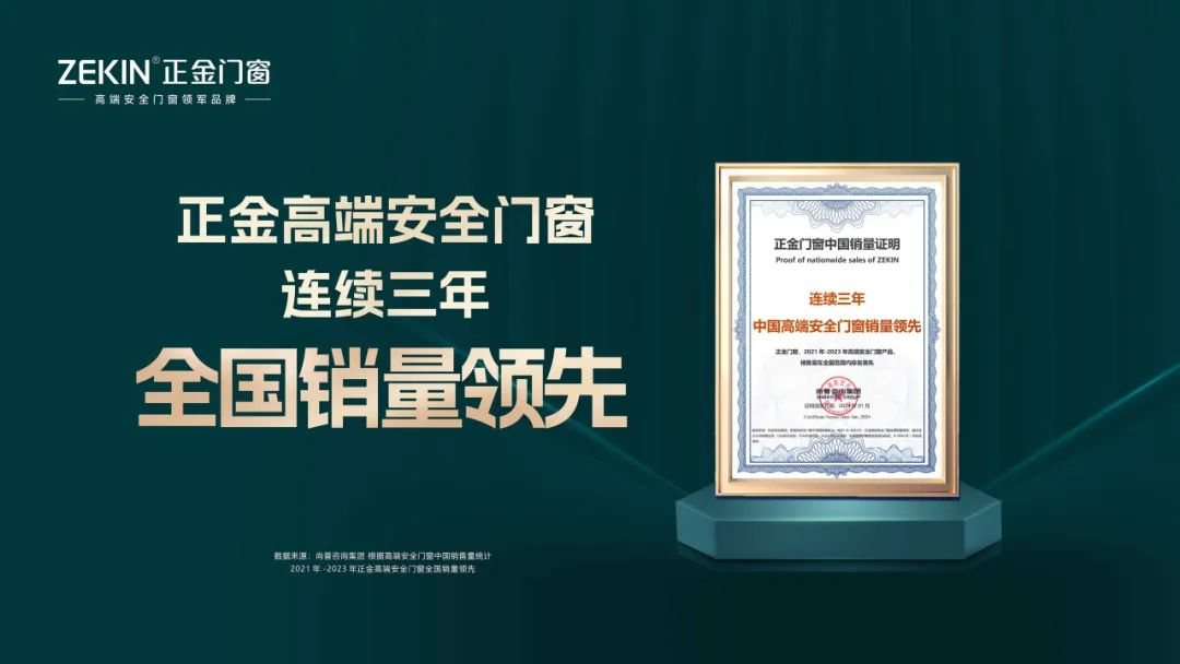 連續三年中國高端安全門窗銷量領先