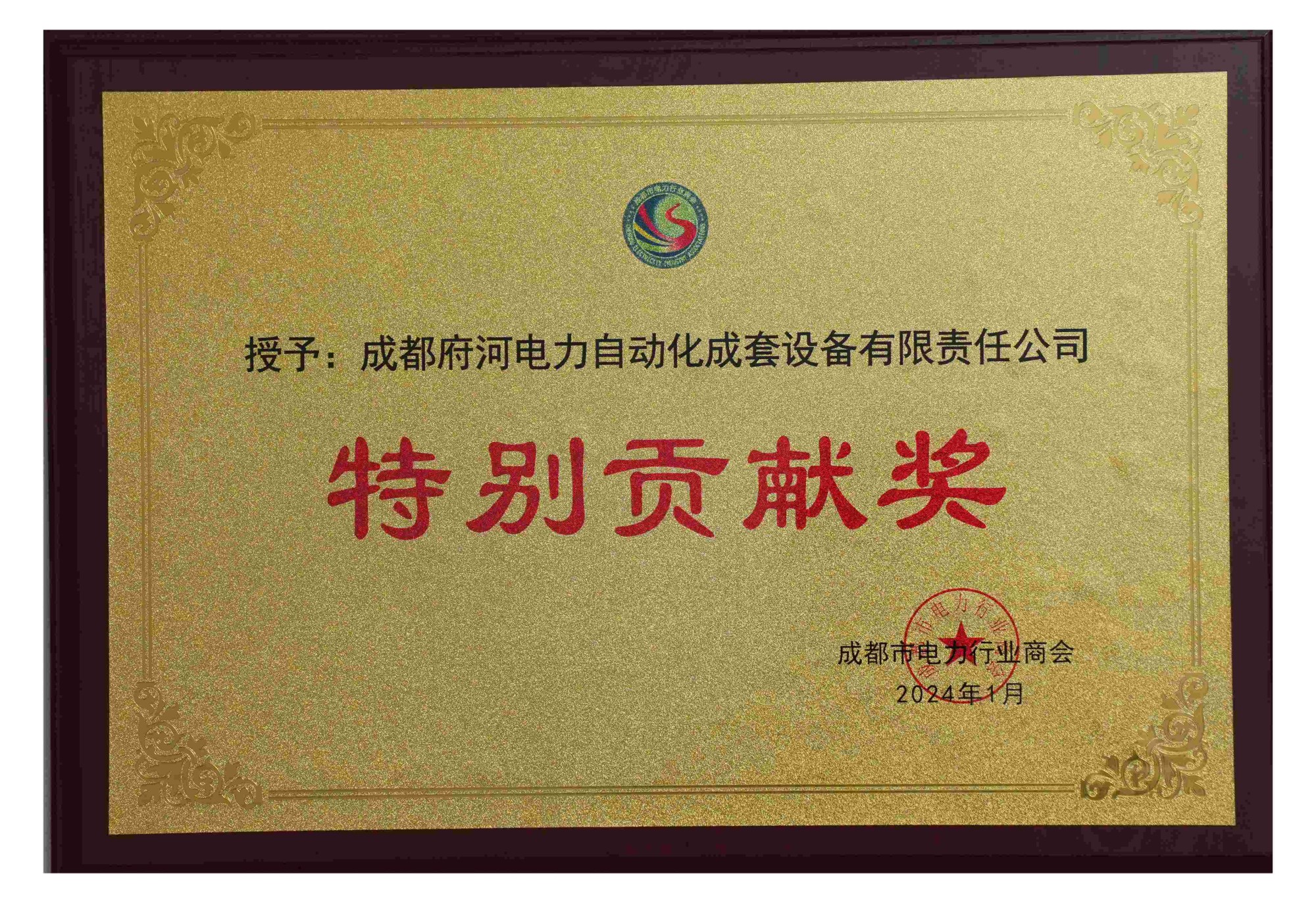 成都府河電力自動化成套設(shè)備有限責(zé)任公司 特別貢獻(xiàn)獎